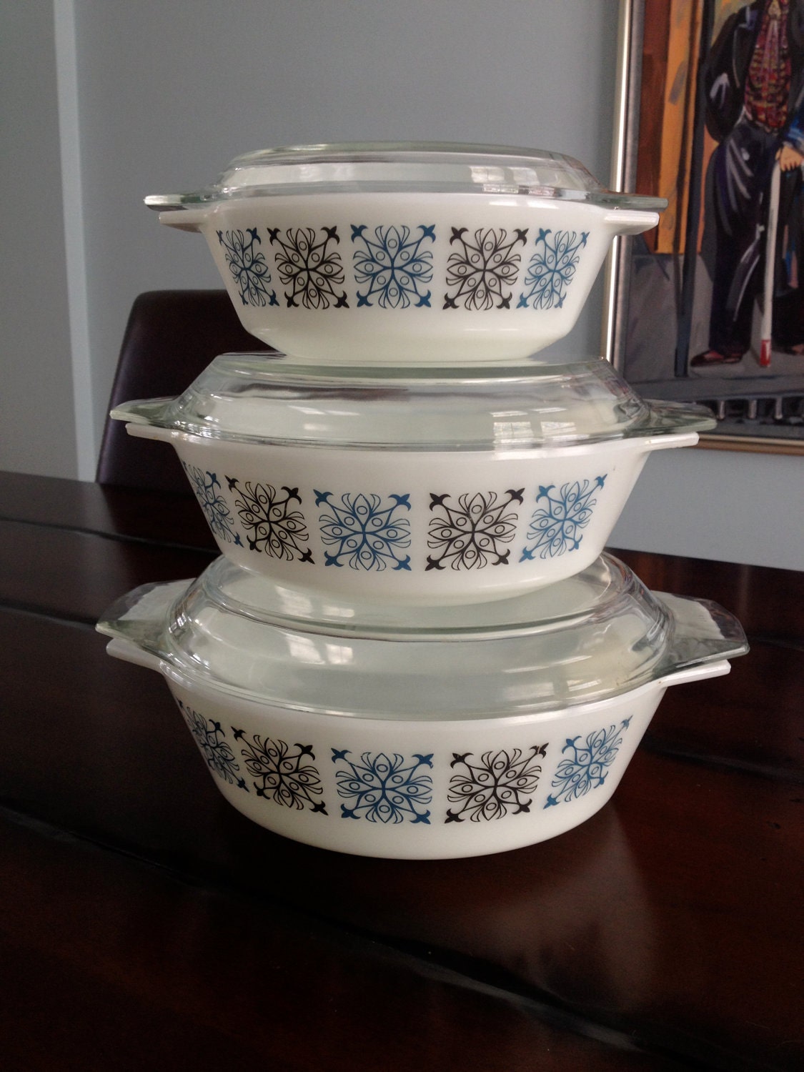 Vintage JAJ English Pyrex Nesting Casserole Set in Chelsea