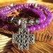 Pray & Love- inspirational crystal gemstone 108 bead mala necklace-boho yoga zen prayer beads cross