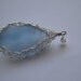 Clearance Sale -Genuine Cornflower Blue Tear Drop Sea Glass Hand Knitted Fine Silver Wire Pendant