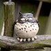 Owl ocarina whistle gold black and white