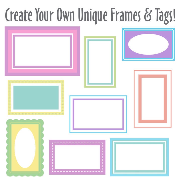 Digital Pastel Rectangle Frame Kit - Create Unique Labels, Frames, and ...