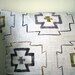 hand painted gayaludi pillow in lavender, olive and brown tribal, native american inspired