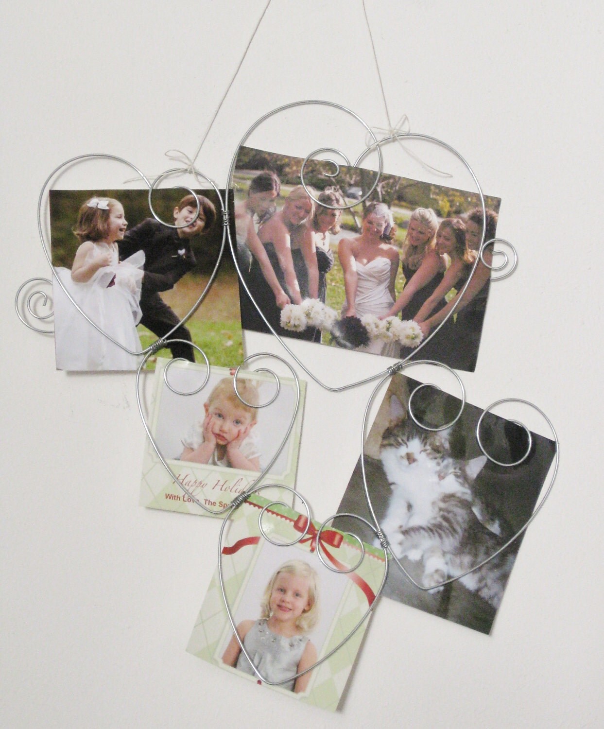 JUMBO Wire Heart Multi Photo Holder Collage Wall Hanging