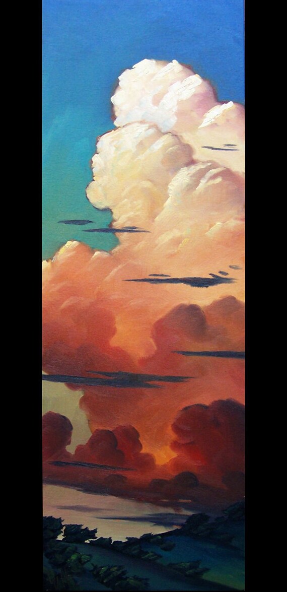 Items similar to Art Oil Painting Original Clouds by Plein air artist