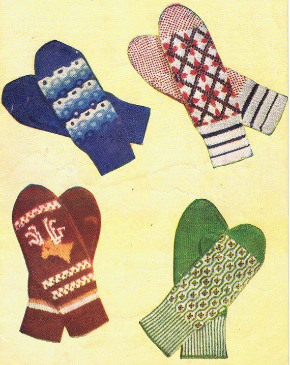 Reindeer Mitts and Fair Isle Gloves Knitting Pattern PDF