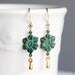 Patina Flower Earrings Gold Tear Drop Verdigris Floral Patina jewelry - E050