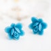 Blue Flower Stud Earrings Summer Blue Floral Ear Studs Deep Sky Blue Ear Posts Fresh Blue Beach Jewelry - E155