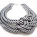 Silver Grey Nautical Rope Statement Necklace
