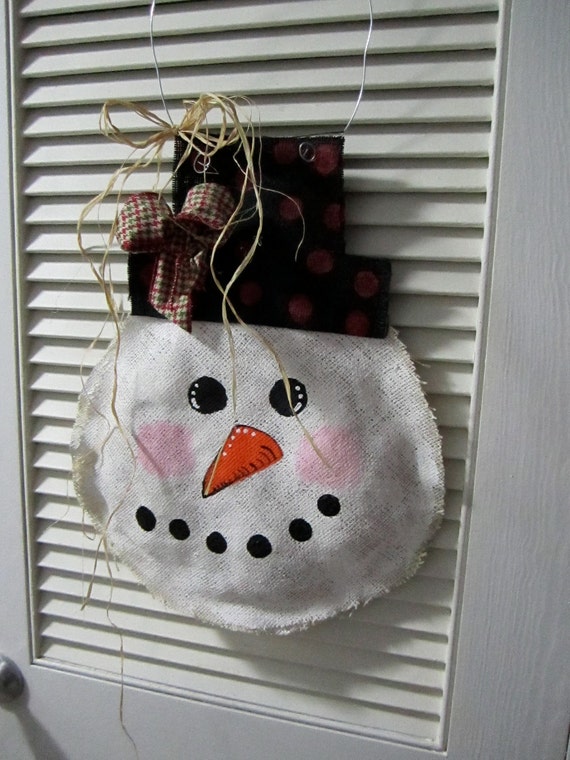 Snowman Christmas Burlap Door Hanger Door Decoration Winter