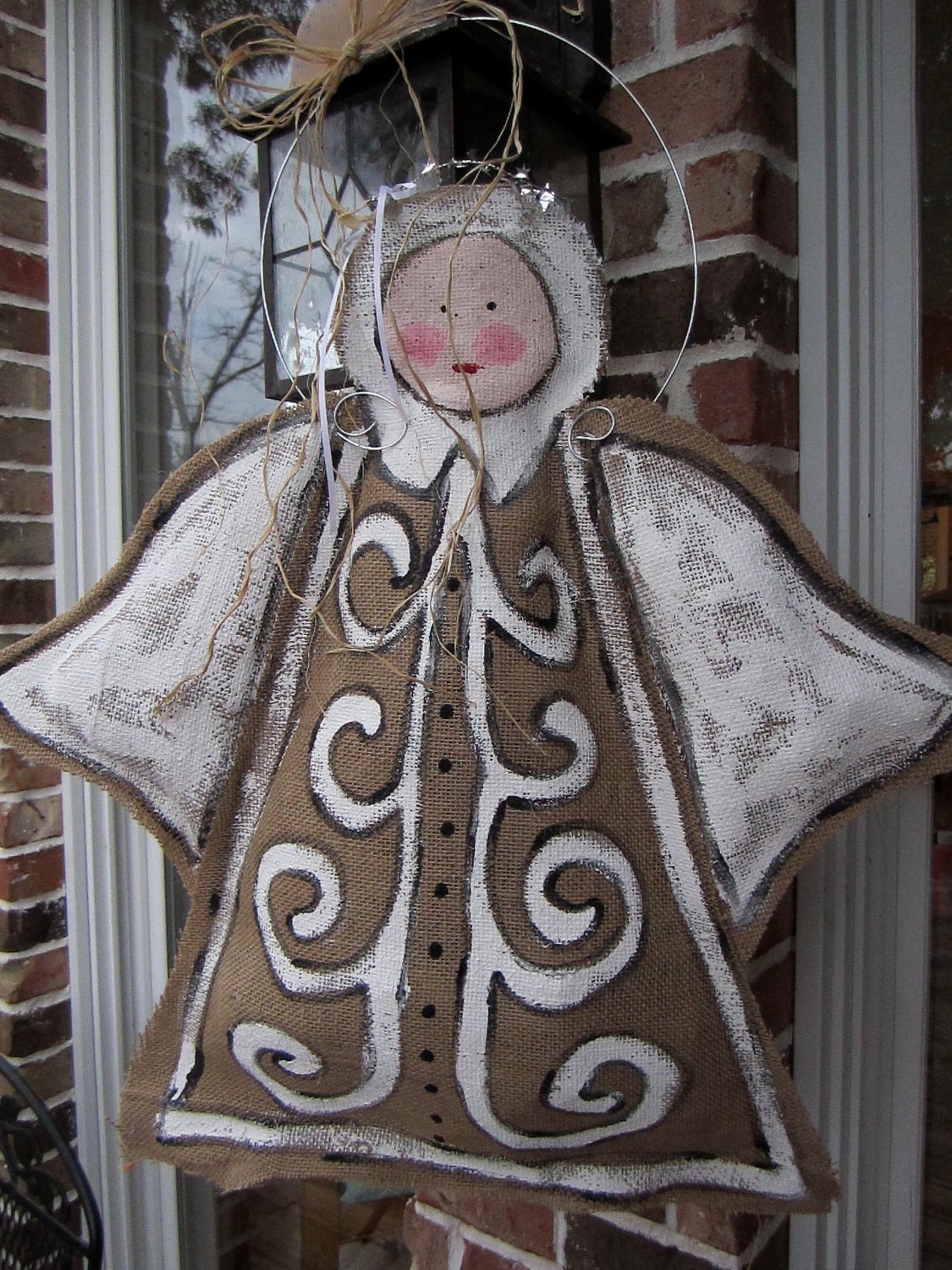 Christmas Angel Burlap Door Hanger by nursejeanneg on Etsy