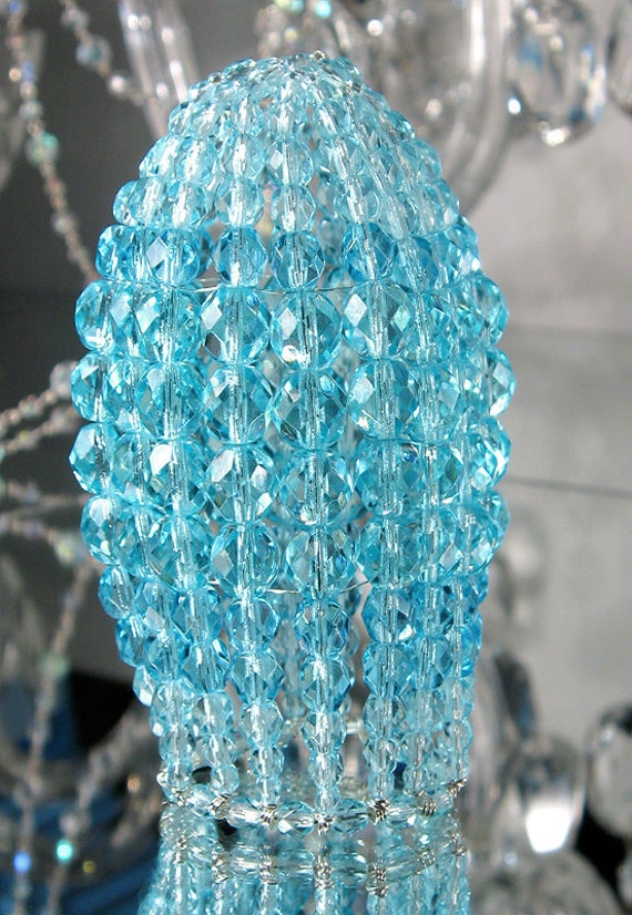 Small Aqua Turquoise Beaded Light Bulb Cover Chandelier