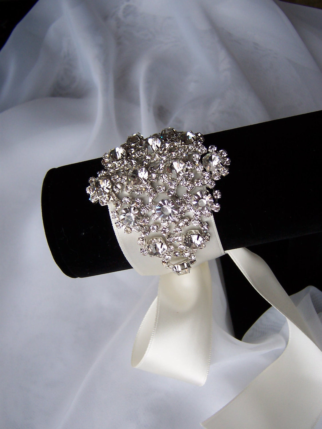 Bridal Cuff Rhinestone Bracelet. Crystal and by BridalbyVanessa