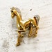 Vintage Art Deco Golden Horse w Rhinestone Brooch