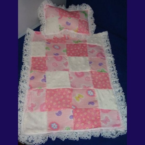 Blanket & Pillow Set for American Girl or Bitty size Dolls