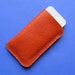 iPhone 4s case / iPod Touch / android cell phone case in bright orange red leather handstitched with rainbow colored waxed thread