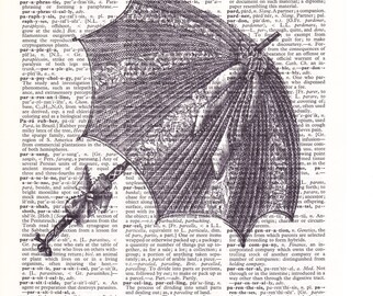 Steampunk Umbrella - Printed Book Page