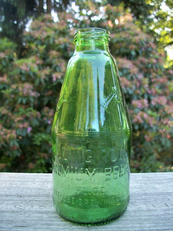 Vintage Green Glass Rolling Rock Beer Bottle by rusticpiks