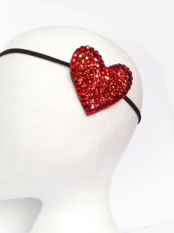 Items similar to Red Heart headband GLITTER - Valentine's day costume ...