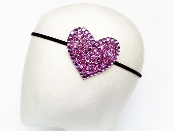 pink heart headband glitter headband by JeSuisPrettyful on Etsy