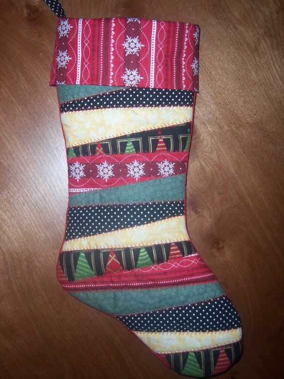 Items similar to Homemade Quilted Christmas Stocking on Etsy