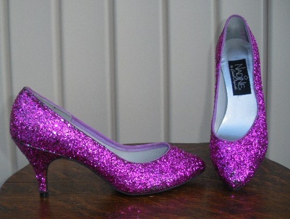 Vintage glitter heels 80s raspberry pink glitter by catlady531
