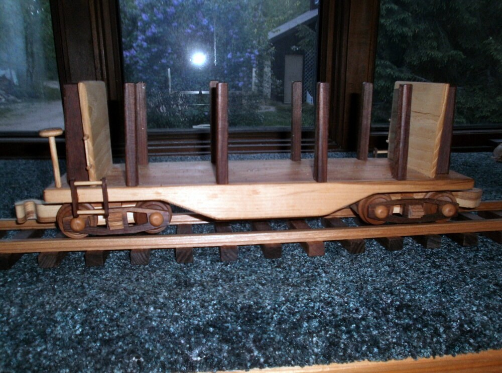 Log carrier train car wooden collectible by wisconsinwoodchuck