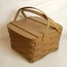 Vintage Woven Wood Picnic Sewing Basket with Handles and Hinged Lid--RESERVED FOR ANNE