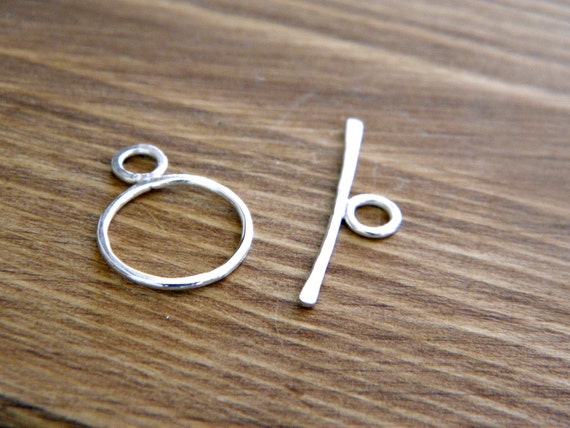 Sterling Silver Toggle T Bar Clasp Oxidized Circle Clasp