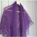 SALE Purple Plum hand knitted kid mohair lace triangular shawl