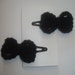 Set of 2 black crocheted little bow hair barrettes snap clips