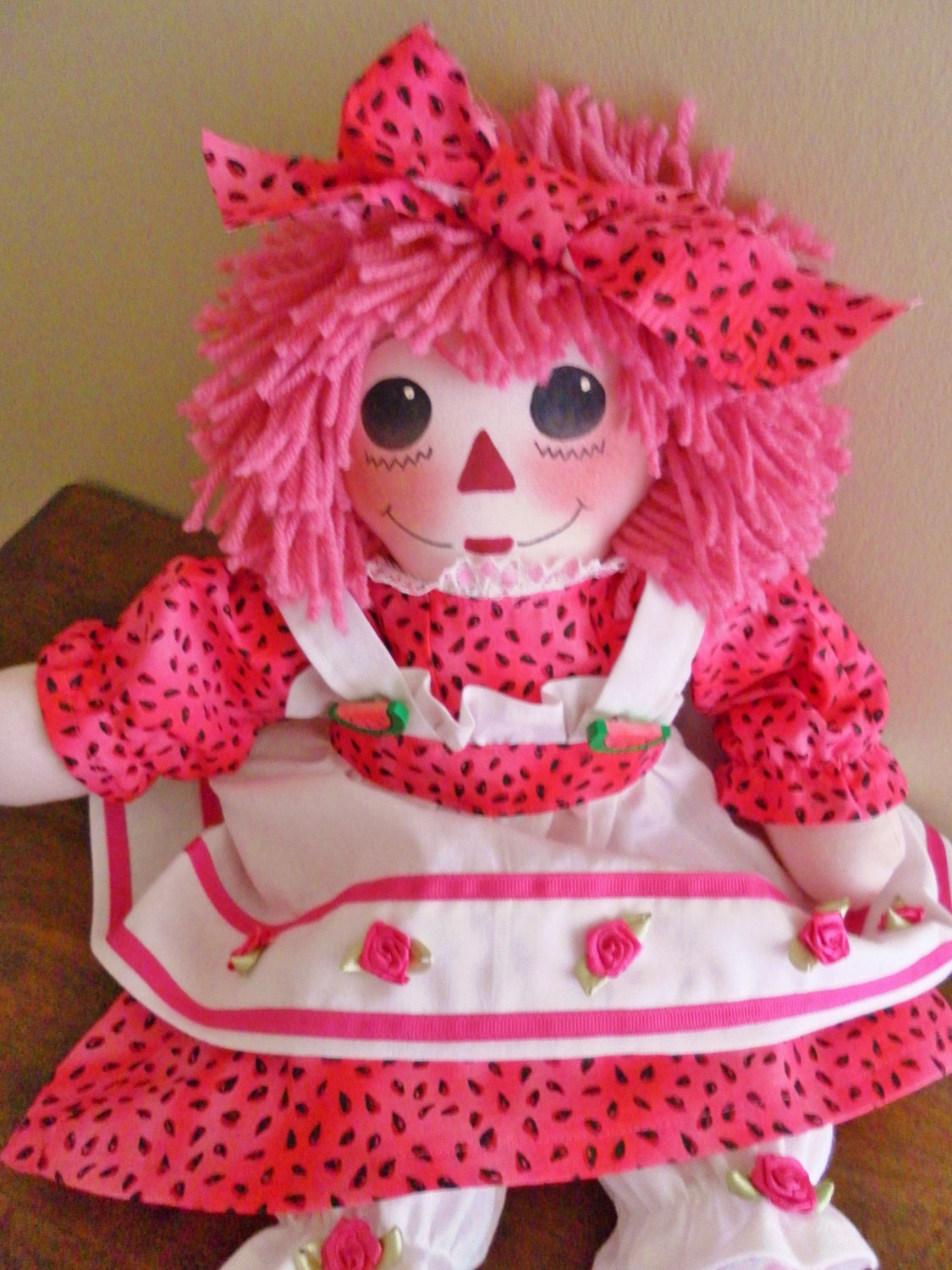 Download 20 Inch Pink Haired Raggedy Ann Doll with Watermelon Seed