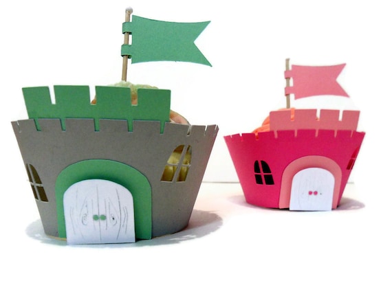 Cupcake Wrappers Castle Wrappers AND Toppers - set of 24 Il_570xn
