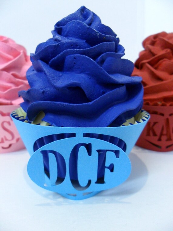 Monogram Cupcake Wrapper Oval - set of 12 Il_570xn