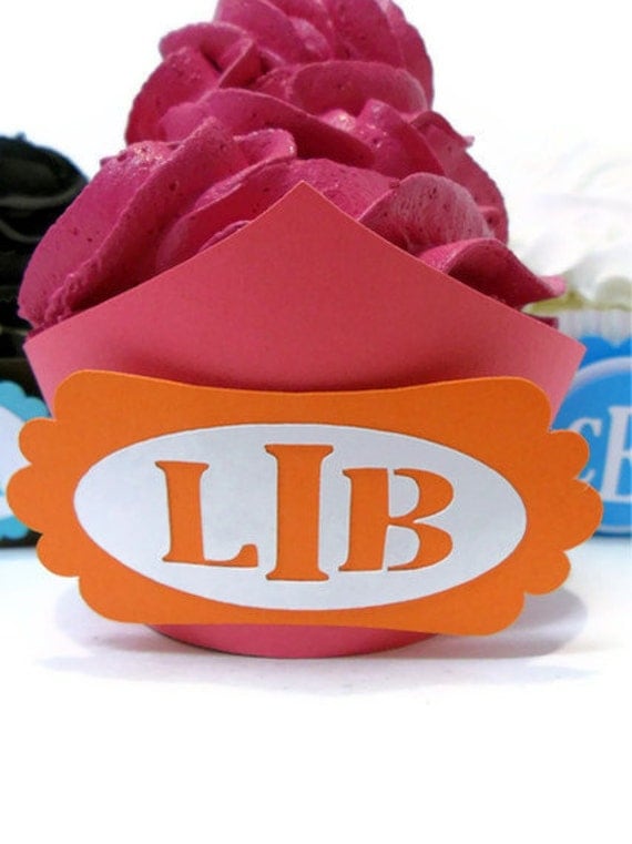 Monogram Cupcake Wrapper Layered Frame - set of 12 Il_570xn