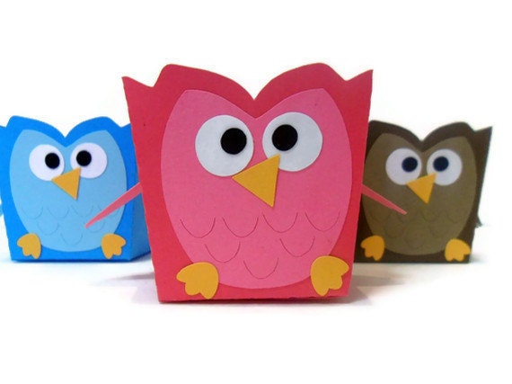 Items similar to Owl Favor Box - Set of 1 on Etsy