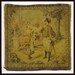 Antique FRENCH TAPESTRY Woven Lady and Her Soldier Square France