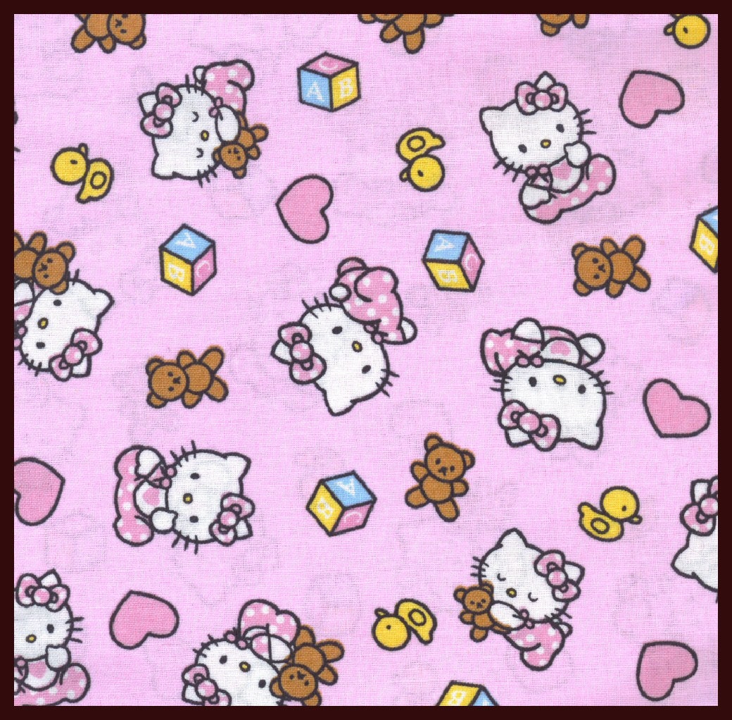 HELLO KITTY Cotton Fabric Yardage 2/3 yds Girly Girl Print