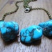 RESERVED FOR ALEXA chunky turquoise howlite and antique brass necklace plus Buddha cocktail ring