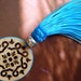 Moroccan art silk tassel - hand made - wood cut out - moroccan ornament - turquoise