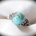 World Peace - Genuine Howlite Turquoise Gemstone ring in silver Size 6 1/2