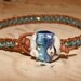 Ocean Breeze lampwork bead leather wrap bracelet