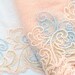 Embroidered Trim, Venice Lace, Magical, Gold,Peach and Light Blue Leaves and Scrolls