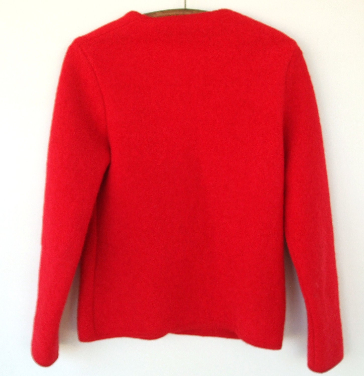 Boiled Wool Geiger Sweater Jacket Women Red 40 Small