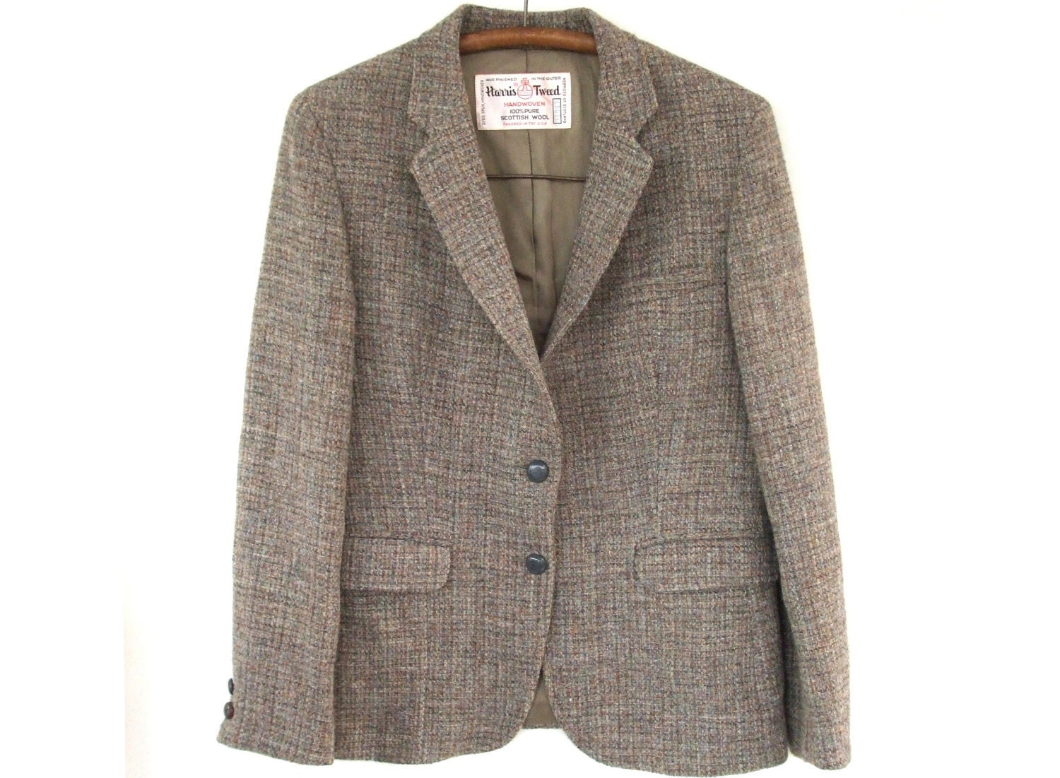 Classic Harris Tweed Blazer Women Boyfriend Jacket Medium 10