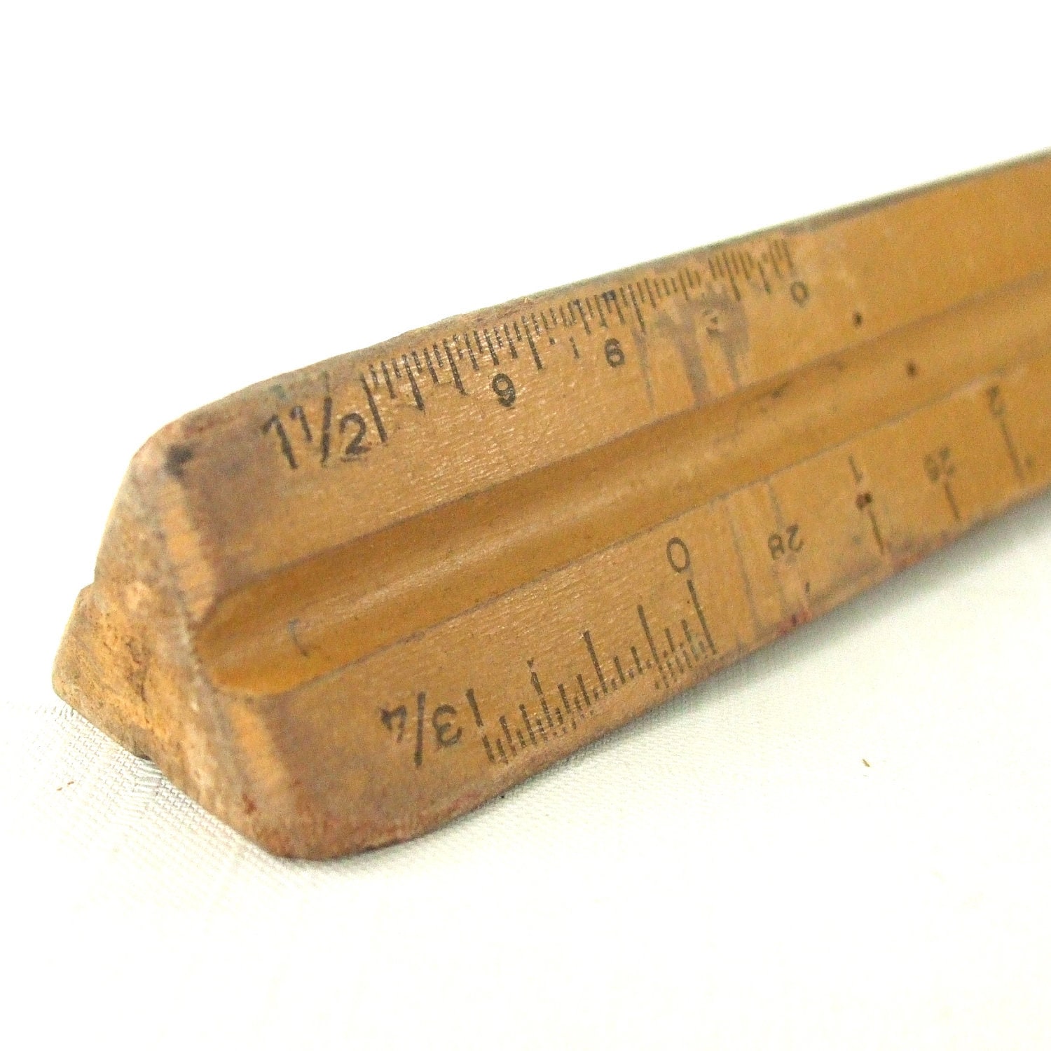 Vintage Wood Ruler Triangular Scale engineer architect