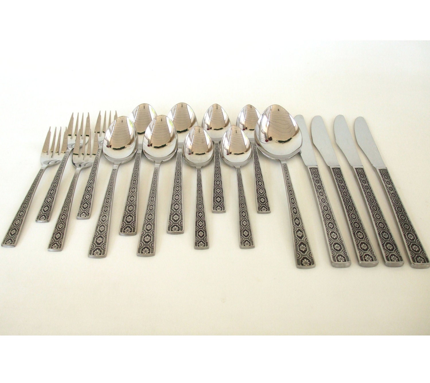 Retro 1960s Stainless Flatware Set Service For 4 IIC