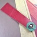 Leather Circles Bookmark - Wine Red, Green, Black and Gold Leather with a Gunmetal Black Rivet