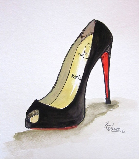 Fashion illustration: Louboutin heel original shoe art