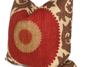 Fahri Clove Red Suzani Decorative Pillow Cover Square, Eurosham or Lumbar Pillow Cover, Accent Pillow, Throw Pillow, Pillow Cover