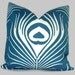 Duralee Turquoise Peacock Feather Decorative Pillow Cover, Accent Pillow, Throw Pillow, Toss Pillow